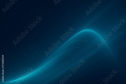 Futuristic Abstract Background with Cyan Neon Arc and Digital Light Grid