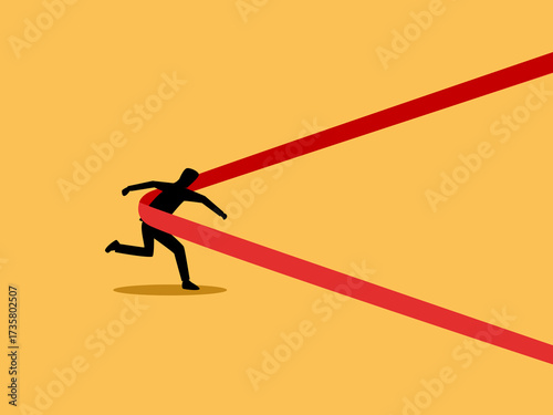 Businessman pushed with tape
