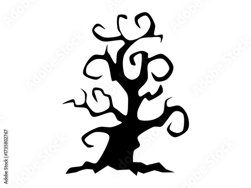 Halloween Horror Tree Silhouette, Vector illustration