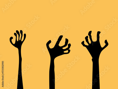 Halloween horror ghost hand silhouette vector illustration