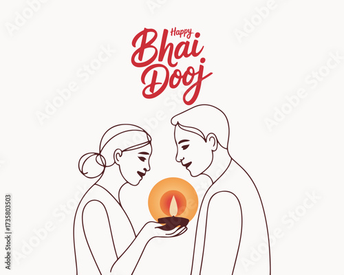 Happy Bhai Dooj Post and Greeting Card. Indian Festival Bhai Dooj Creative Poster Vector Illustration.