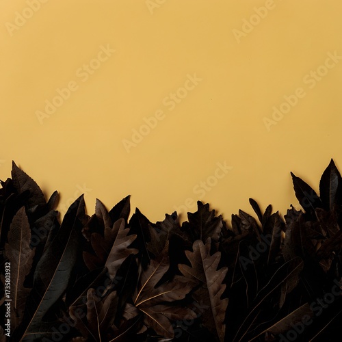 Flat Lay Autumn Composition with Dense Leaf Border and Copy Space