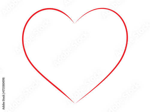 heart one line drawing. Heart continuous red line drawing. Symbol love.	