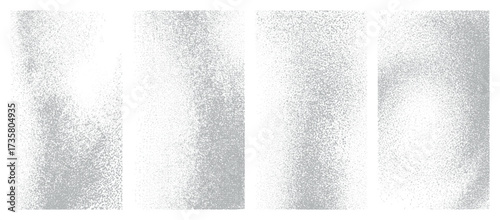 Vector noise gradient texture halftone pattern with grainy dots, abstract grayscale stipple effect background, vintage screenprint style overlay design element isolated on transparent background