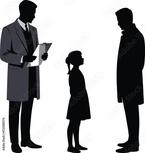 Doctor consulting child with parent, medical professional discussion, healthcare advice, family consultation, pediatric examination, hospital checkup, patient care communication, 