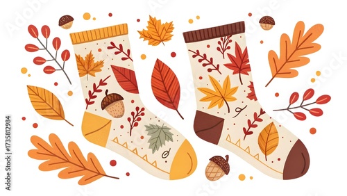 background with autumn leaves and socks