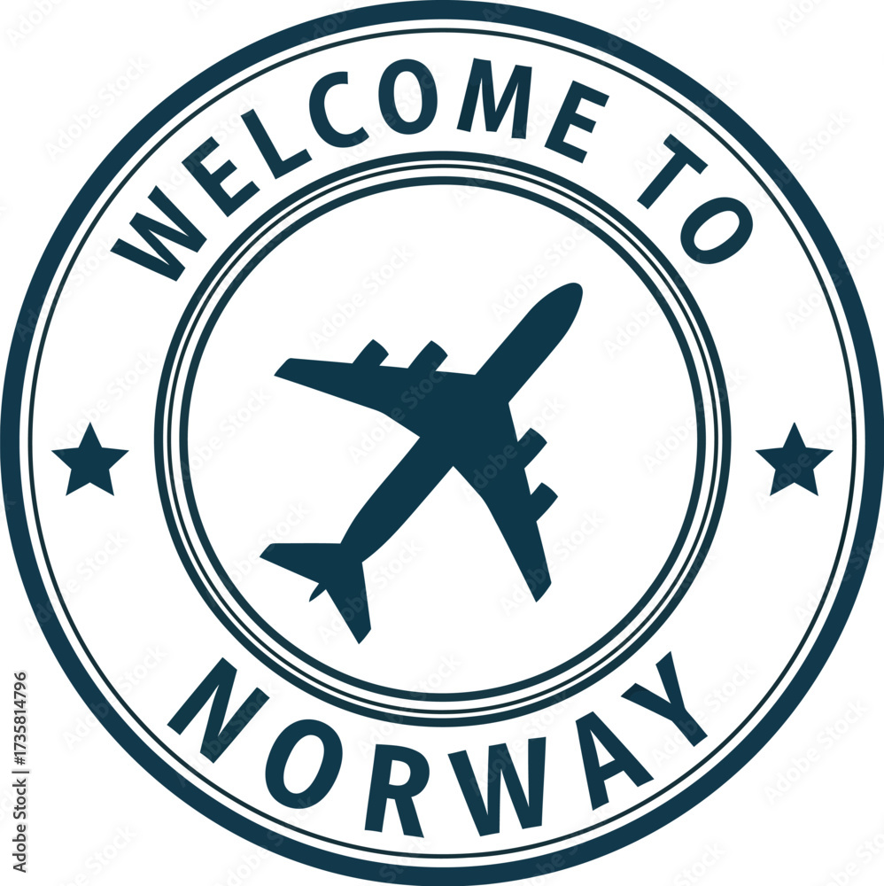 Fototapeta premium Welcome to norway travel airplane vector design illustration