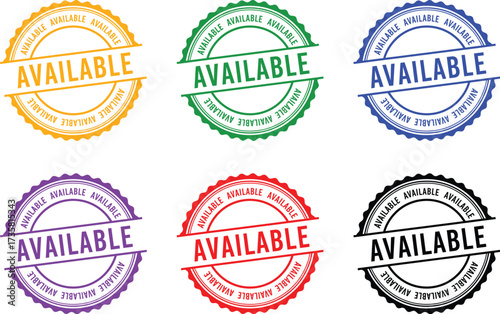 Available now vector graphic stamp badge icon design element