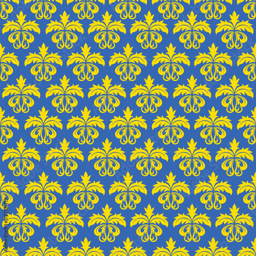 Deep blue backdrop accented by vivid yellow elements in a precise, orderly arrangement, delivering a sense of luxury and energy through bold color contrast.
