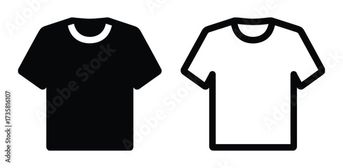Vector art of two tshirts, one in black and one in white, are displayed side by side, showcasing the contrast between the colors and their simple, classic design