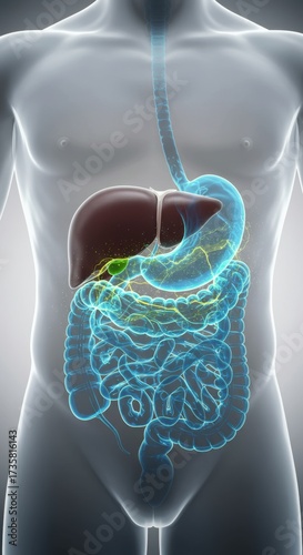 Human digestive system anatomy. Medical concept illustration.