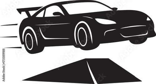 Car Jump Action Pose silhouette vector
