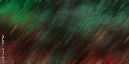 Abstract diagonal brush strokes in deep green and rich red hues creating a textured, energetic background for design