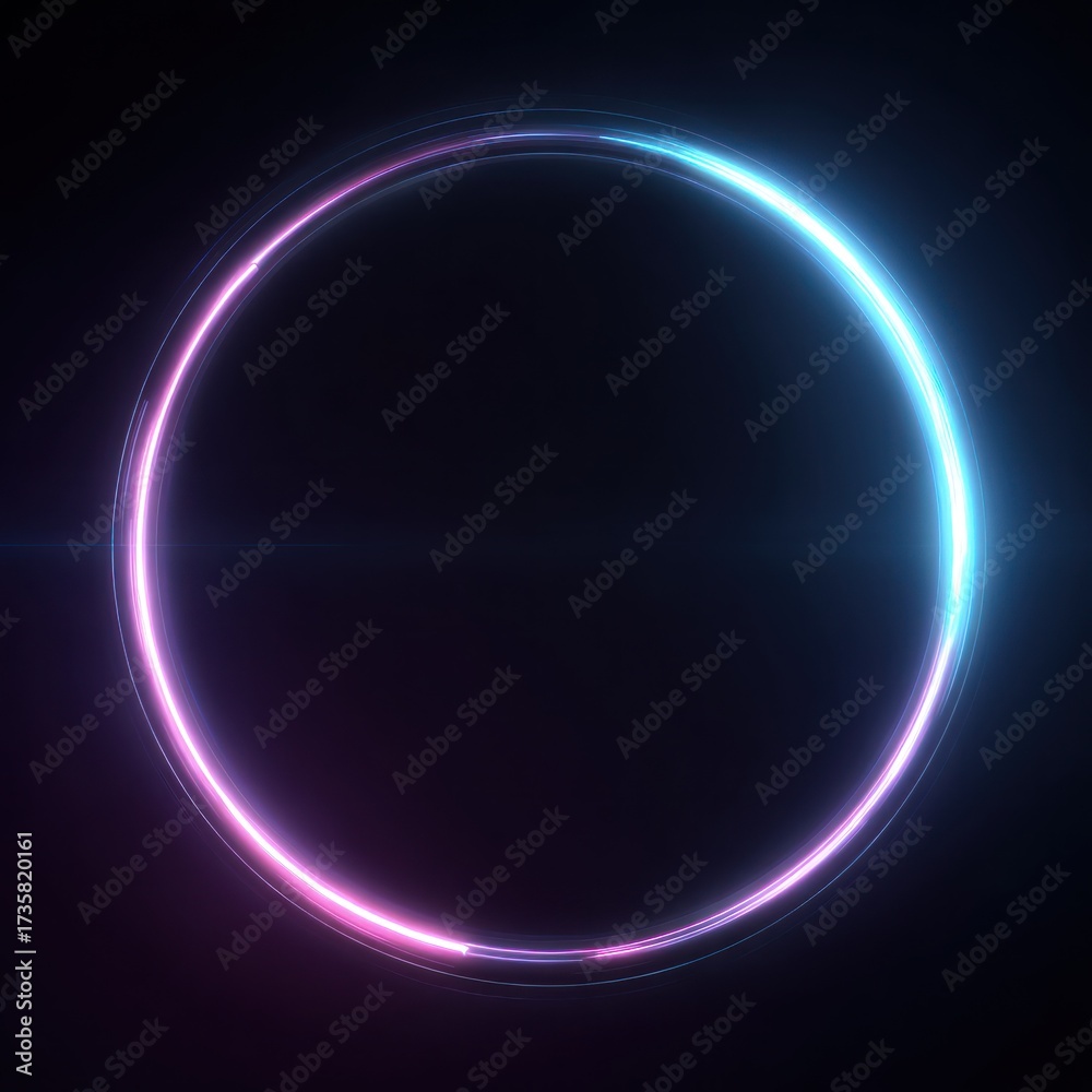 Obraz premium Glowing neon circle on a dark background