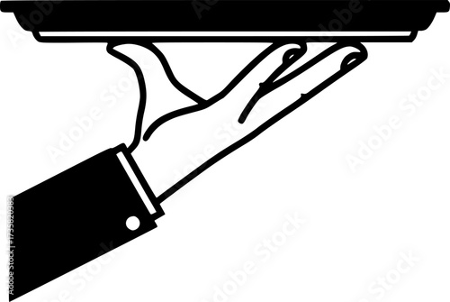 Hand holding tray icon design illustration. icon concept in flat
