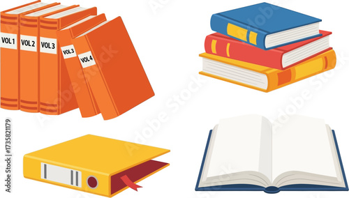Books and volumes illustration for education and library design
