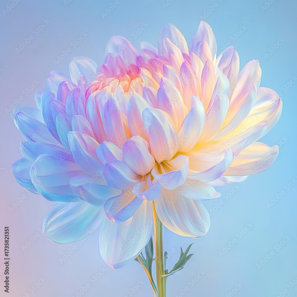 Fototapeta premium Delicate, pastel-hued chrysanthemum close-up
