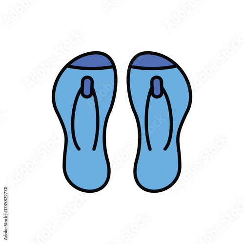 Two blue cartoon flipflops stand sidebyside