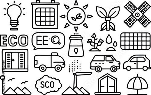  Eco Friendly Technology and Nature Icons Collection