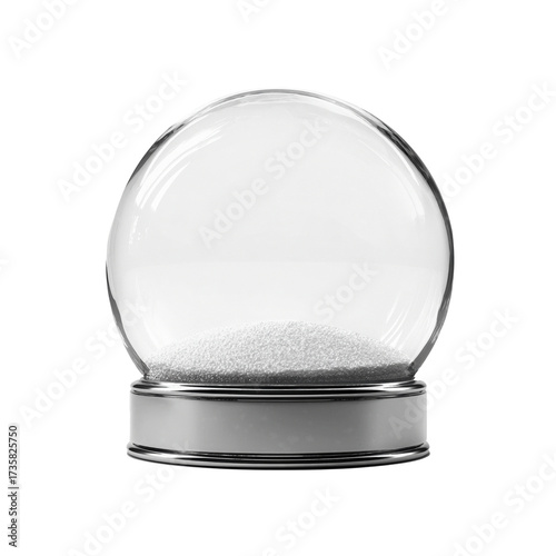 Empty snow globe on white background