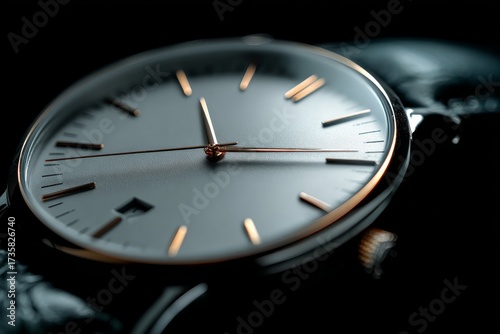 Wallpaper Mural Close up view of a sophisticated analog wristwatch on a dark background Torontodigital.ca