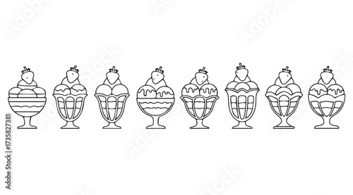 Vector art of ice cream sundae icons