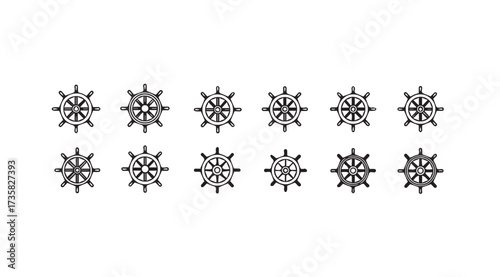 Vector art of ship wheel icons