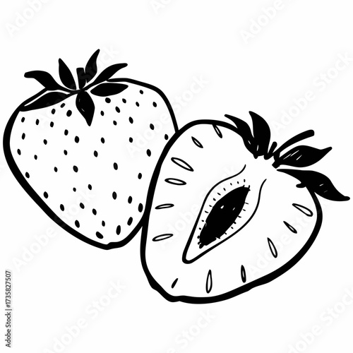 "Fresh Watercolor Strawberries Set  Whole & Sliced Fruit Illustration for Food Packaging, Kitchen Decor & Organic Branding"