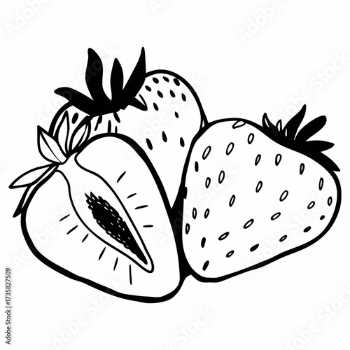 "Fresh Watercolor Strawberries Set  Whole & Sliced Fruit Illustration for Food Packaging, Kitchen Decor & Organic Branding"