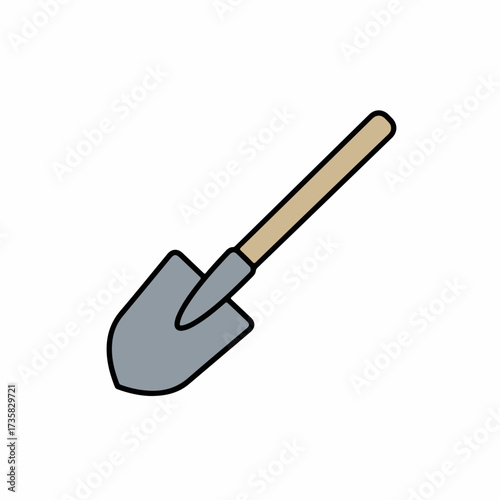 Simple Line Art Cartoon Spade Garden Tool Illustration Farming Equipment