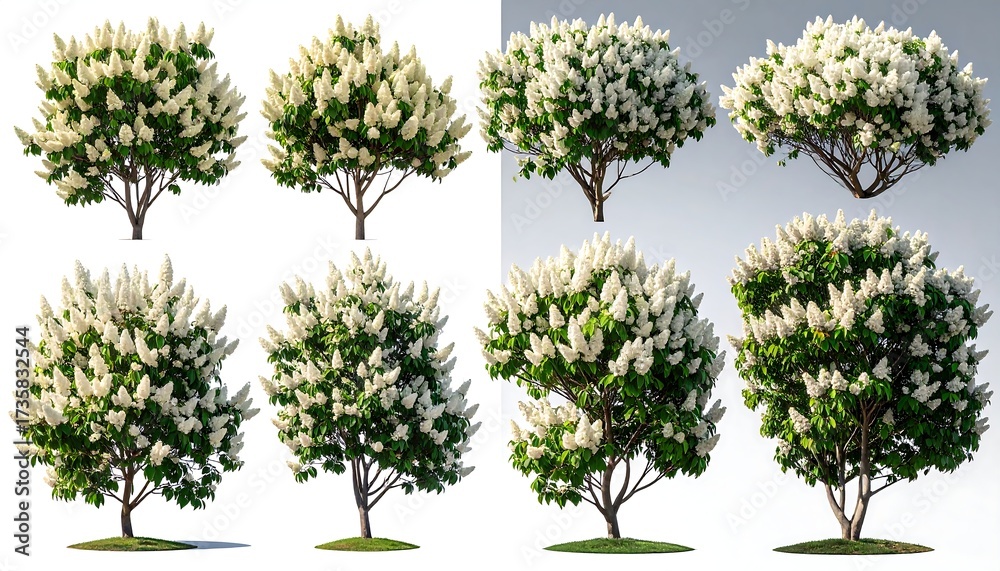 Obraz premium Digital renderings of flowering trees