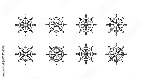 Vector art of set of ship wheels