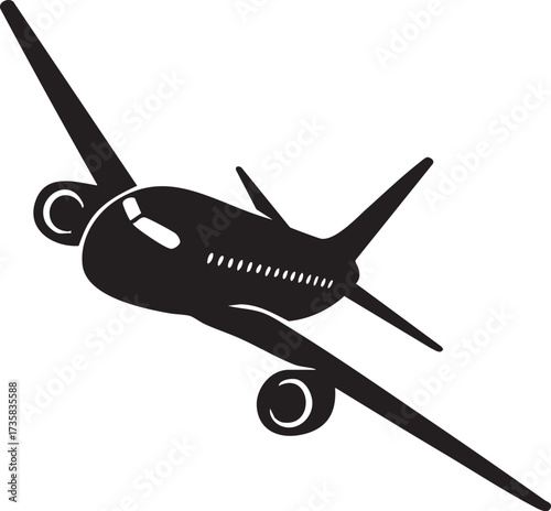 Airplane in Banking Turn silhouette vector