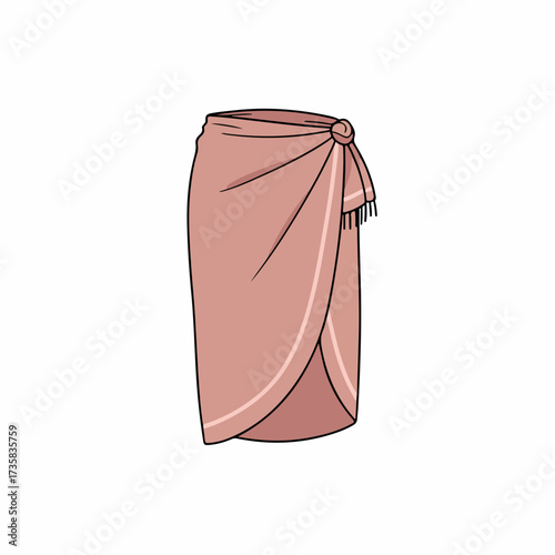 Simple Flat Style Sarong Wrap Skirt Casual Garment Fashion Illustration