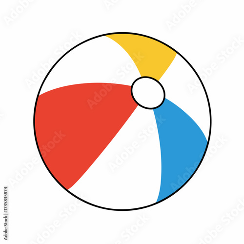 Flat Design Isolated Beach Ball Colorful Detail Summer Holiday Object