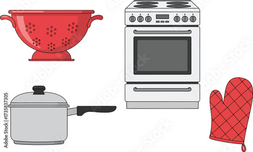 Stock illustration of kitchenware and cooking appliances set