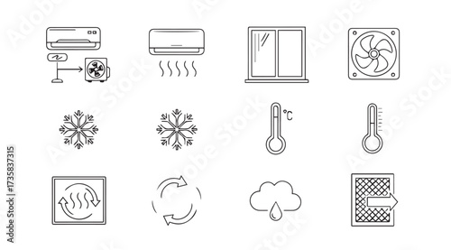 Vector art of air conditioner line art