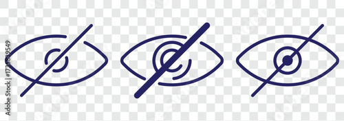 Eye and no eye icons . See and unsee eye icon . Show and hide icon . Vector illustration. Visible icon In Flat and stroke Style Vector For App, UI, Websites. Black. Eye Inside Magnifier Search Icon De