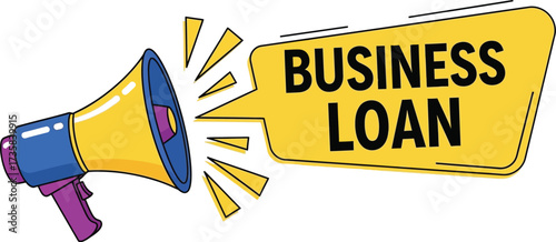 Business loan announcement with megaphone for small business