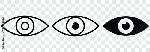 Visible icon In Flat and stroke Style Vector For App, UI, Websites. Black Vector Illustration. Eye icon in thin line and Flat Design. eye icon set. eyesight symbol , eye, view, vision icons in flat 