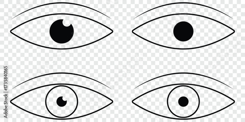 eye icon set. vision symbol. eyesight healthcare and medical sign symbol. retina scan eye icons. vector illustration. Vision multiple icon. Eye simple icon. Flat line symbol of eye, Eye icon set.