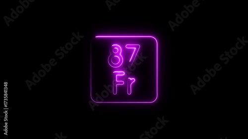 Neon Element 87 Fr Symbol Purple Glow periodic table