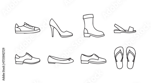 Vector art of footwear icon set