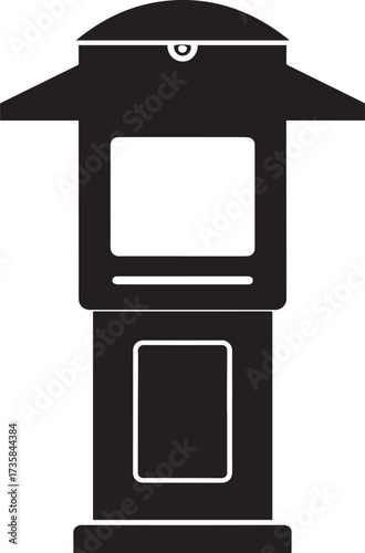 Parking Meter Silhouette Black Vector Art for Retro City Projects