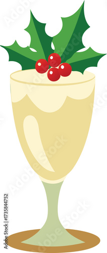 Christmas Eggnog Traditions rich dairy eggnog in warm mug with holly garnish and cinnamon