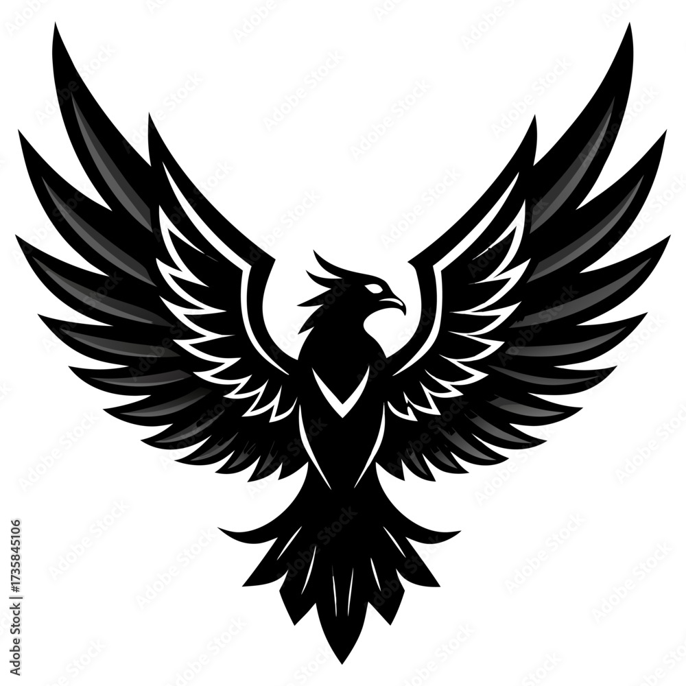 Obraz premium Flying Eagle Color full with Spread Wings – Powerful Bird Illustration.