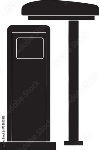 Parking Meter Silhouette Black Vector Art for Retro City Projects