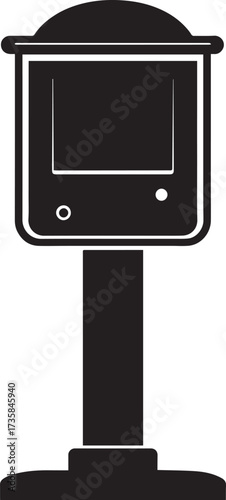 Parking Meter Silhouette Black Vector Art for Retro City Projects