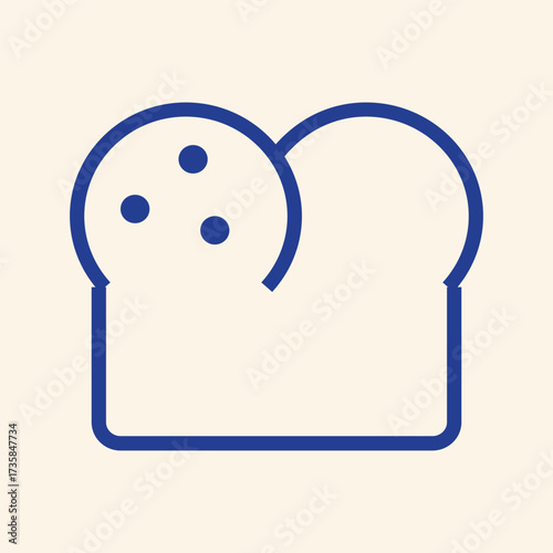 Fresh bread loaf icon with delicious chocolate chips, simple bakery logo for food blog or cafe, modern foodie design, fresh baked goods