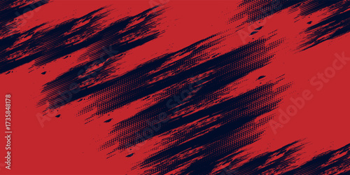 Red halftone dots blue color pattern gradient grunge texture background. Dot pop art comic sport style vector illustration. Eps10